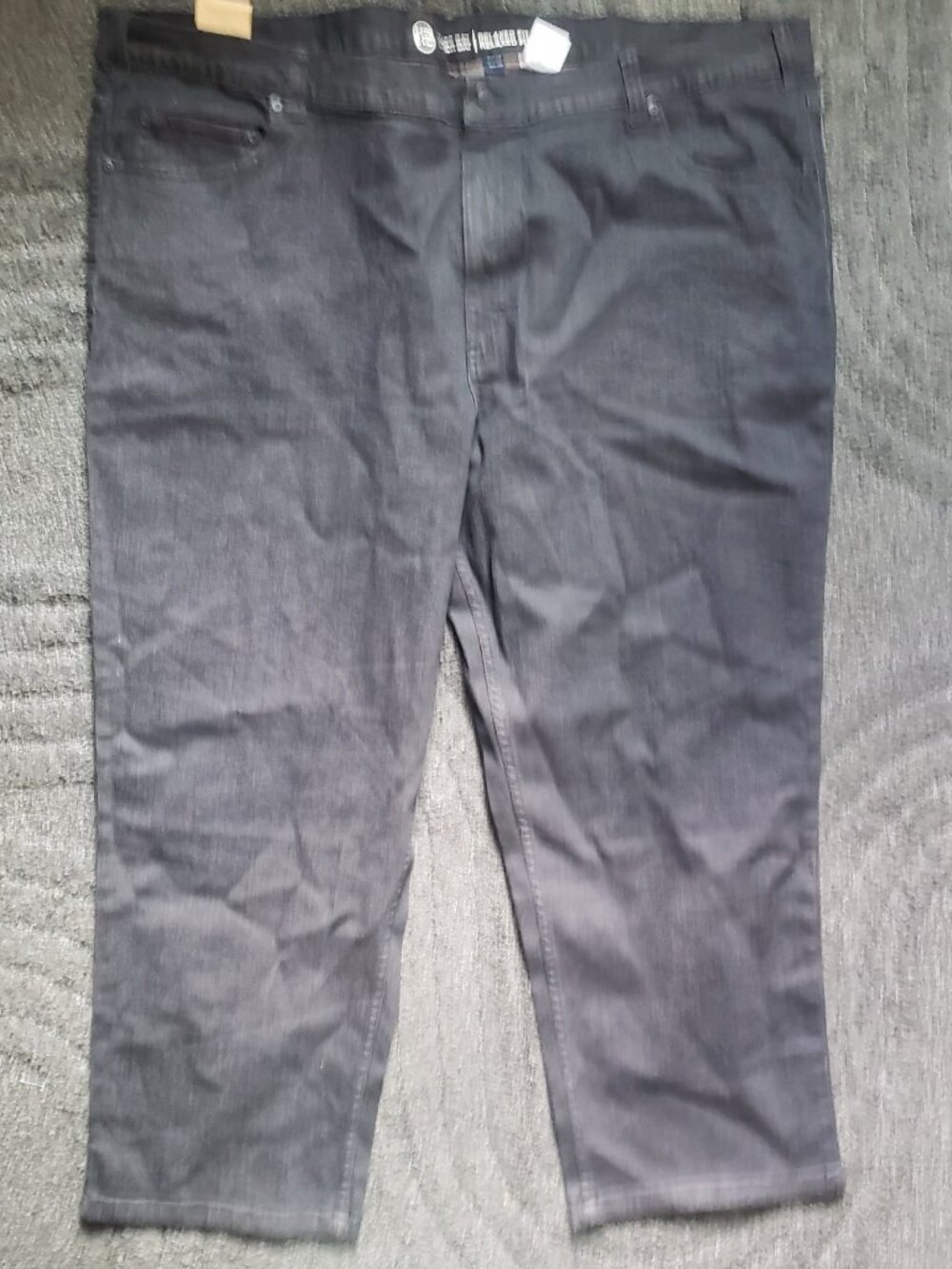Harbor Bay Men's Relaxed Fit 50×30 Black Dark Wash Straight Denim Jeans 5-Pocket